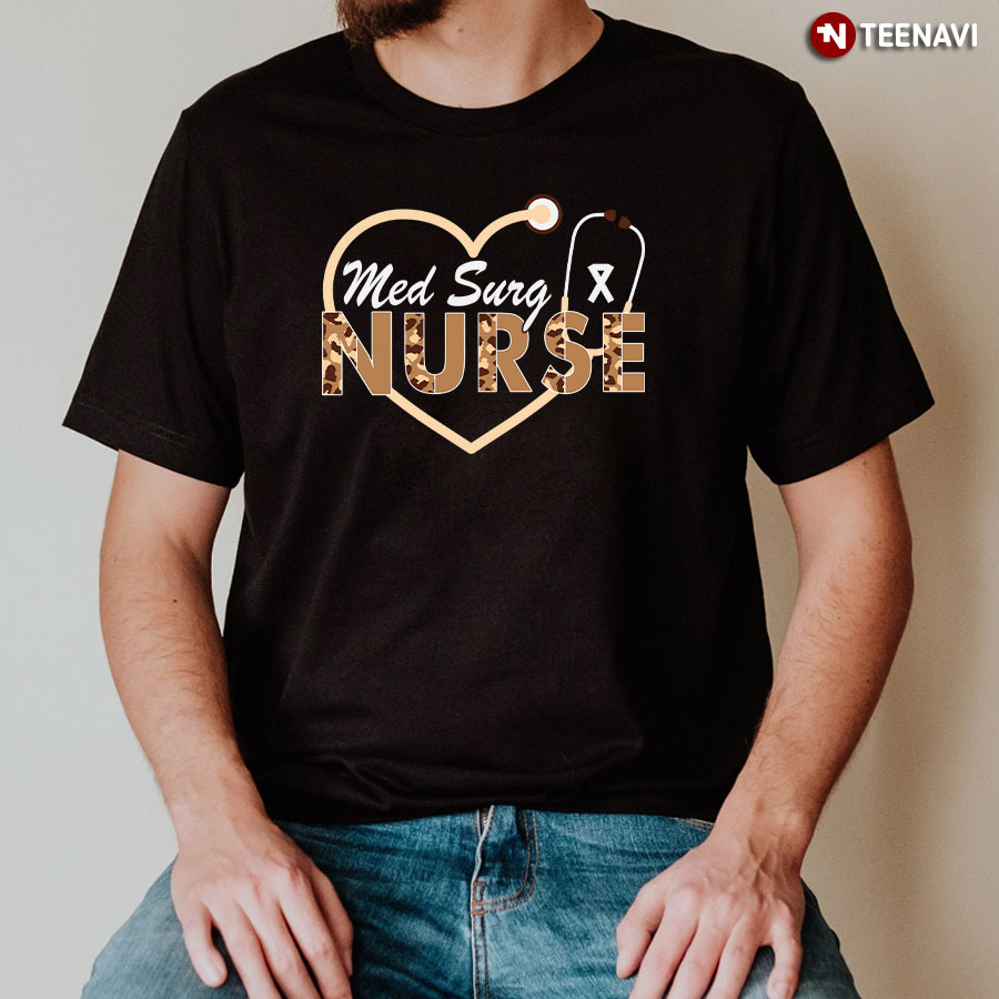 Med Surg Nurse Stethoscope Leopard T-Shirt