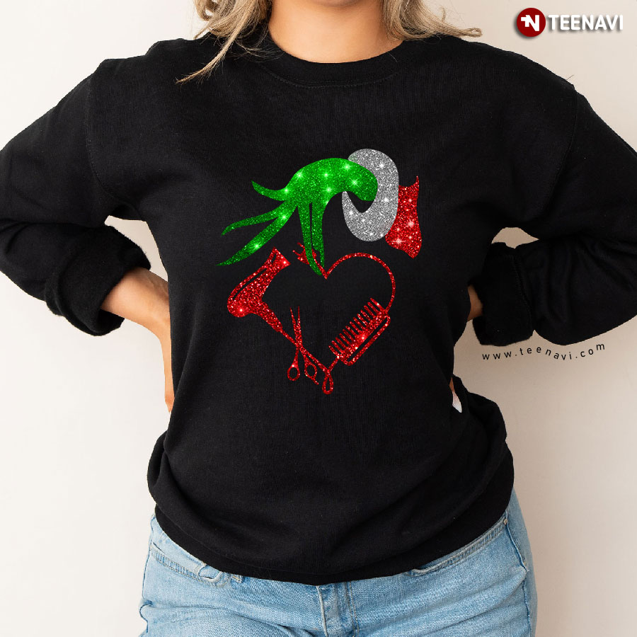 Grinch Hand Hairstylist Heart How The Grinch Stole Christmas Sweatshirt