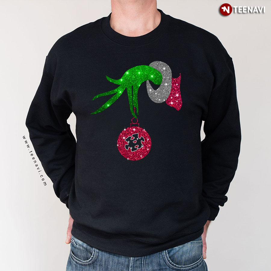 Grinch Hand Autism Awareness Ornament Christmas Sweatshirt