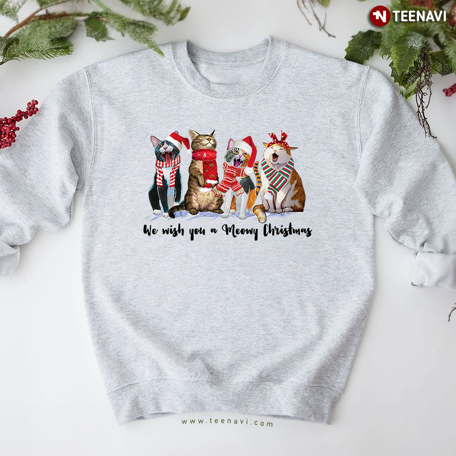 We Wish You A Meowy Christmas Cat Lover Santa Claus Sweatshirt