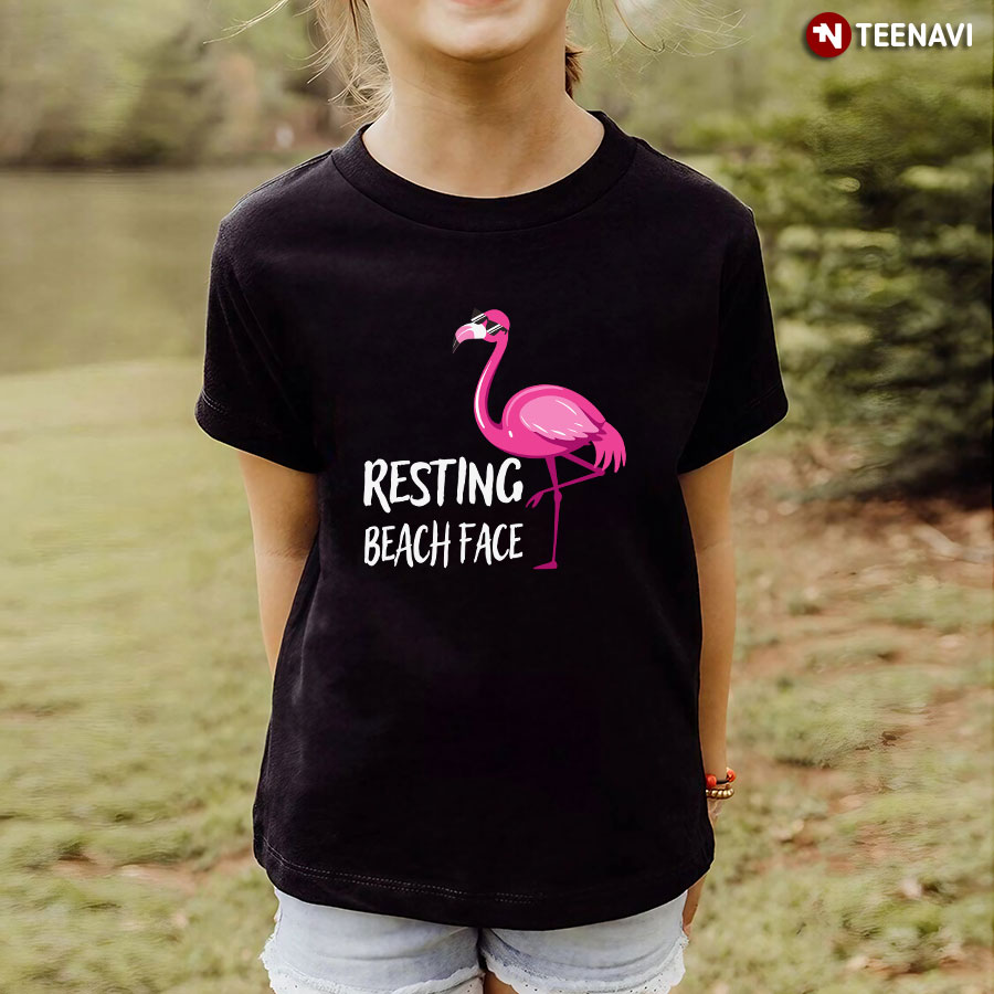 Resting Beach Face Pink Flamingo T-Shirt