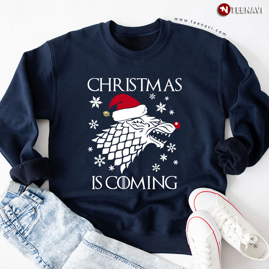 Christmas Is Coming Santa Stark Direwolf Sigil Game Of Thrones Sweatshirt