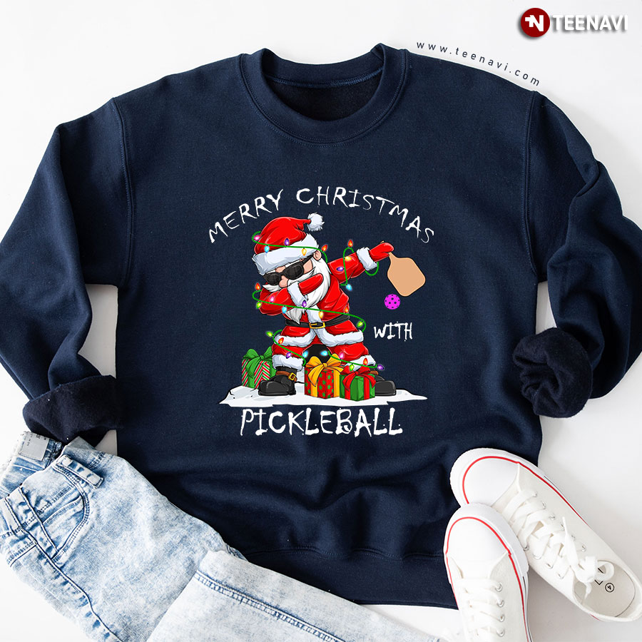 Merry Christmas With Pickleball Dabbing Santa Claus Sweatshirt