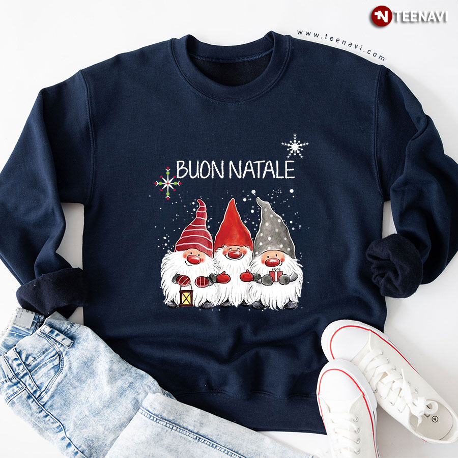 Buon Natale Merry Christmas Gnome Italian X'mas Snowflake Sweatshirt