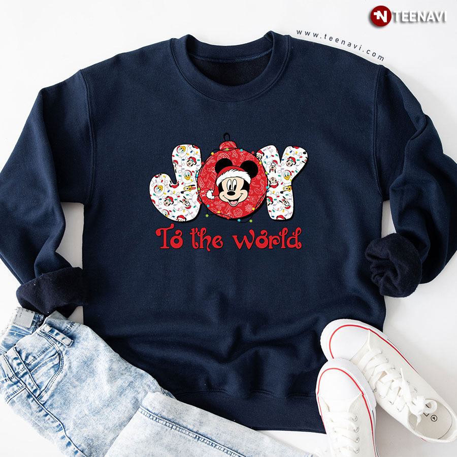 Joy To The World Disney Mickey Mouse Goofy Pluto Donald Duck Christmas Sweatshirt