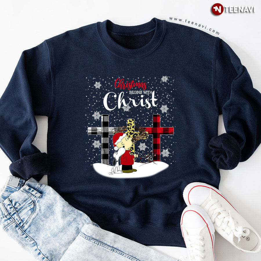 Christmas Begins With Christ Peanuts Snoopy Charlie Brown Sweatshirt