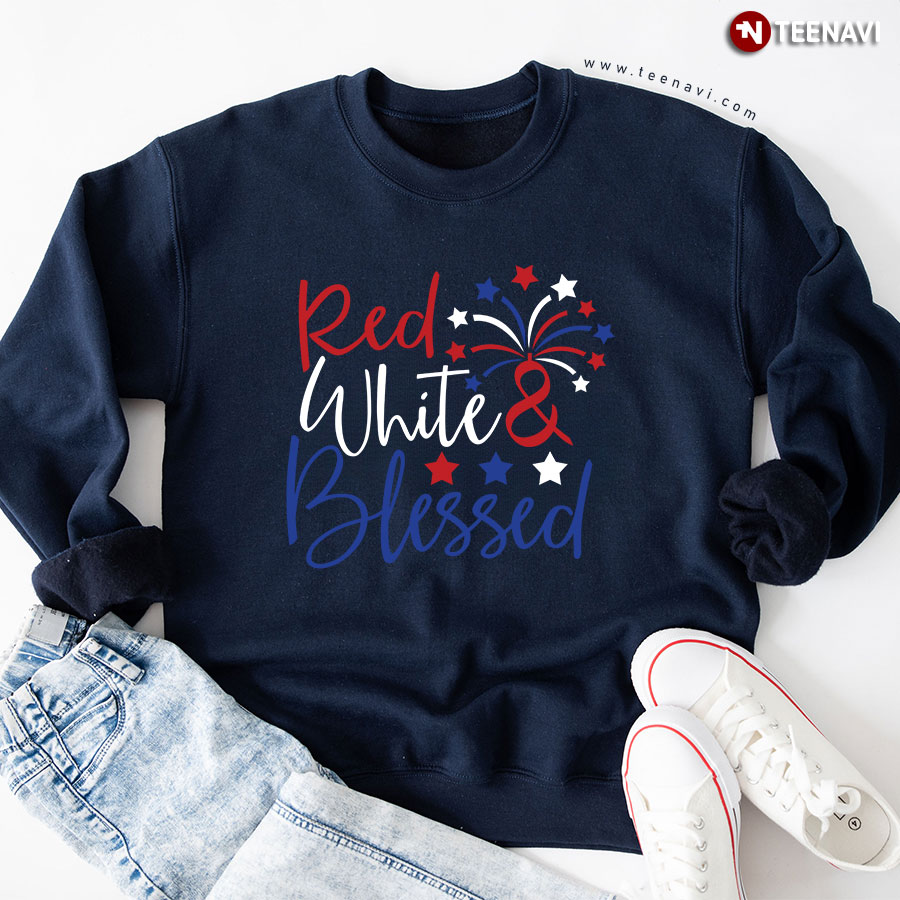 Red White & Blessed 4th Of July Happy Independence Day Sweatshirt