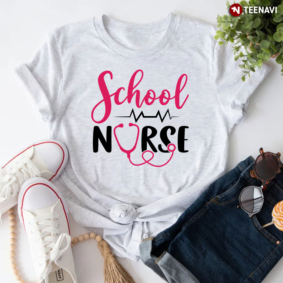 School Nurse Stethoscope Heartbeat T-Shirt