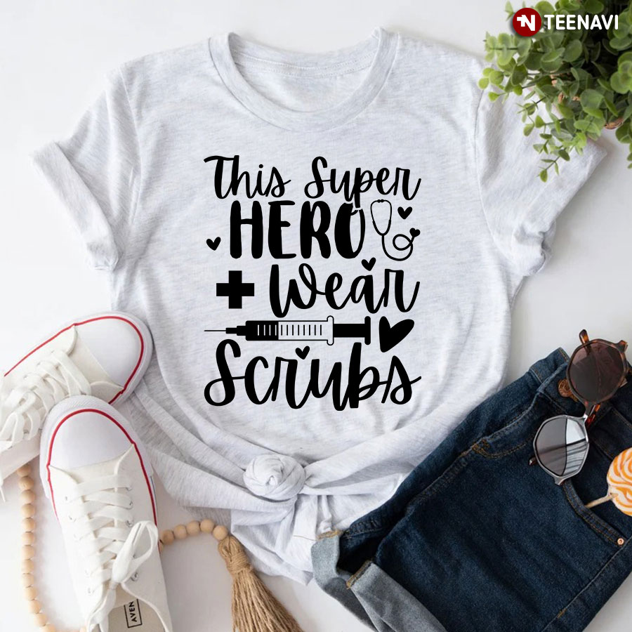 This Super Hero Wear Scrubs Syringe Stethoscope T-Shirt