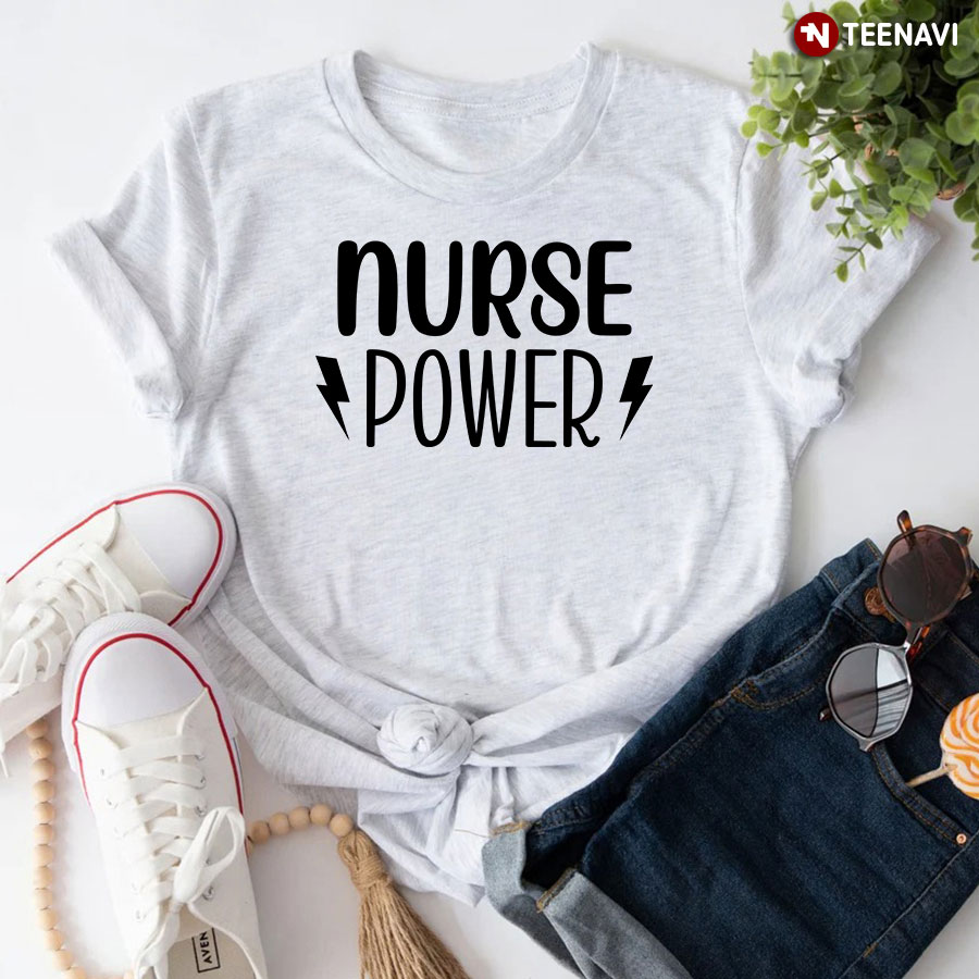 Nurse Power Lighting Bolt T-Shirt - White Tee