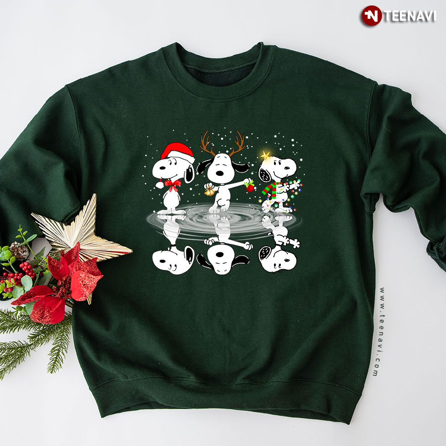 Snoopy Water Mirror Reflection Peanuts Christmas Sweatshirt