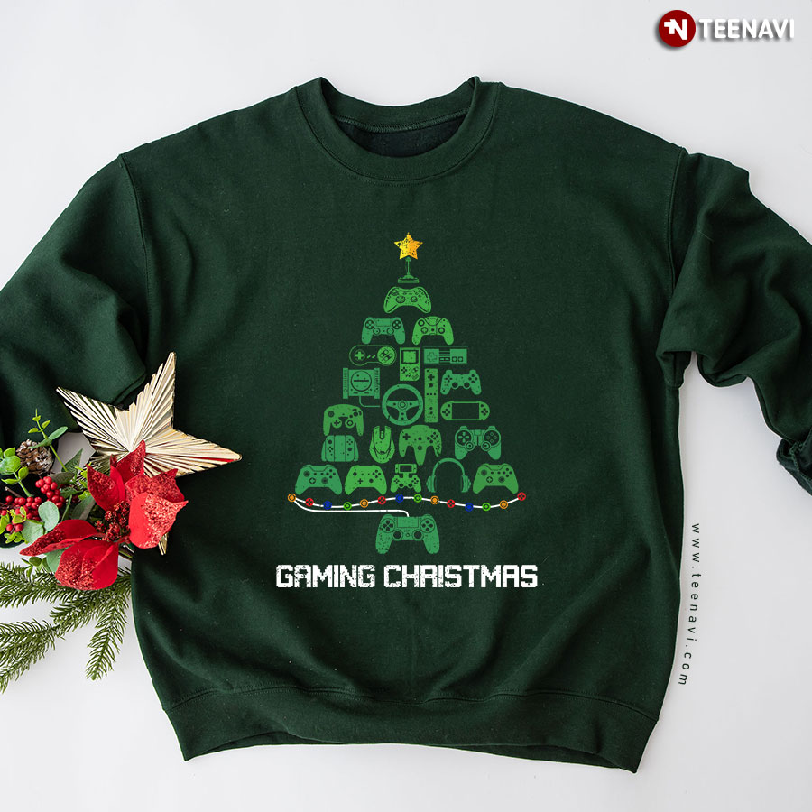 Gaming Christmas Video Game Controller X'mas Tree Gamer Sweatshirt