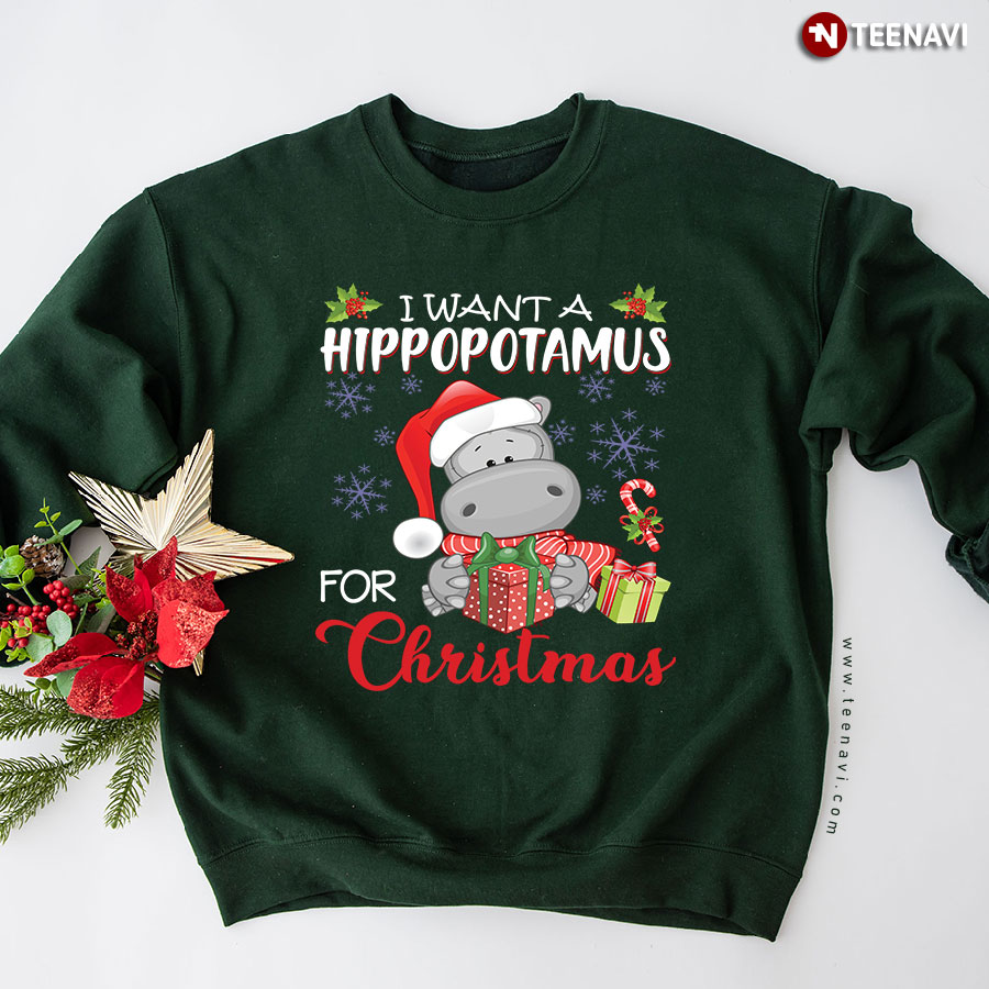 I Want A Hippopotamus For Christmas Gift Hippo Sweatshirt