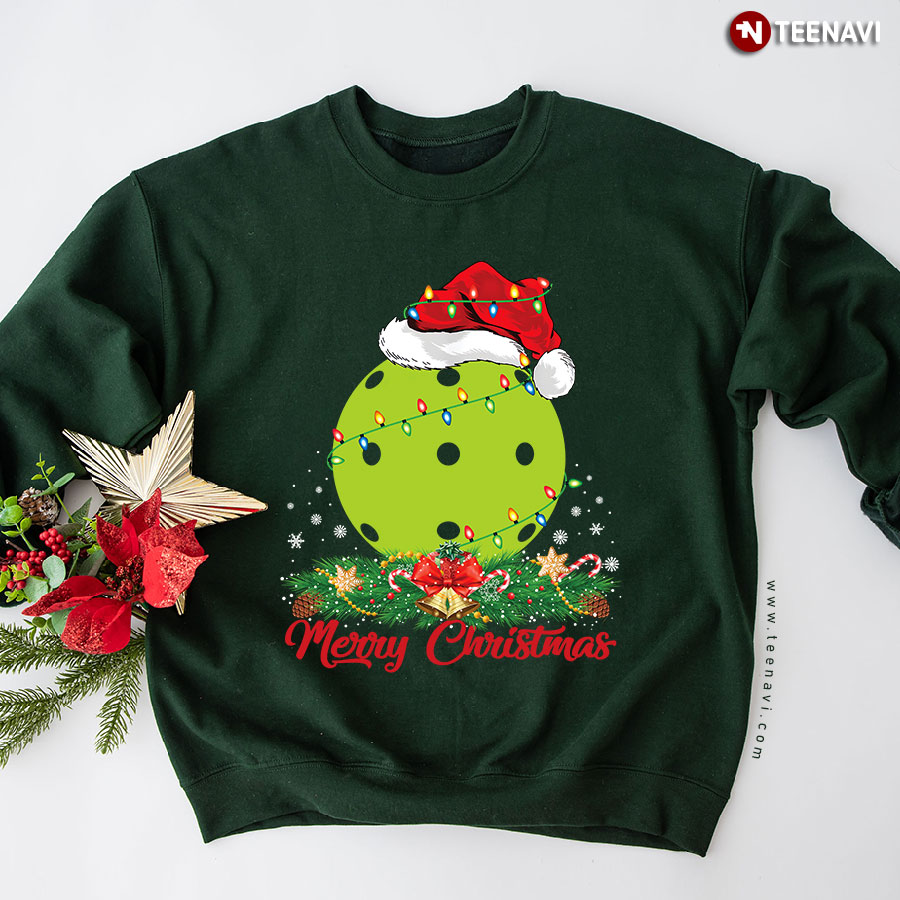 Merry Christmas Santa Pickleball Ball Sweatshirt