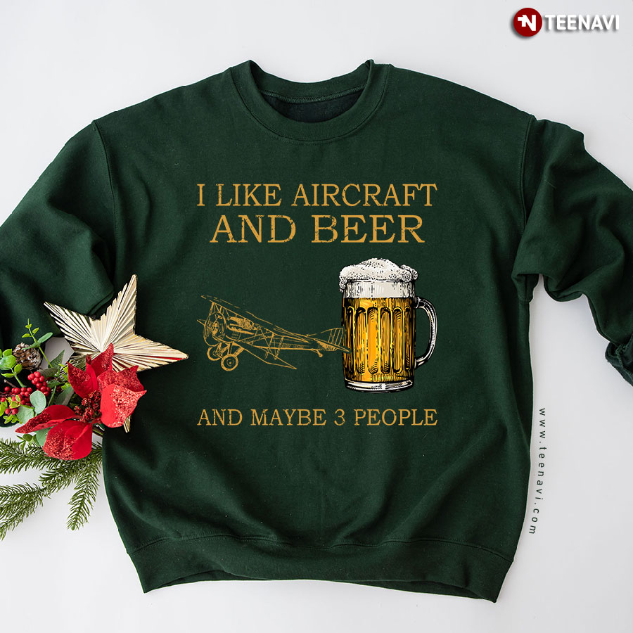 I Like Aircraft And Beer And Maybe 3 People Aircraft Technician Beer Lover Sweatshirt