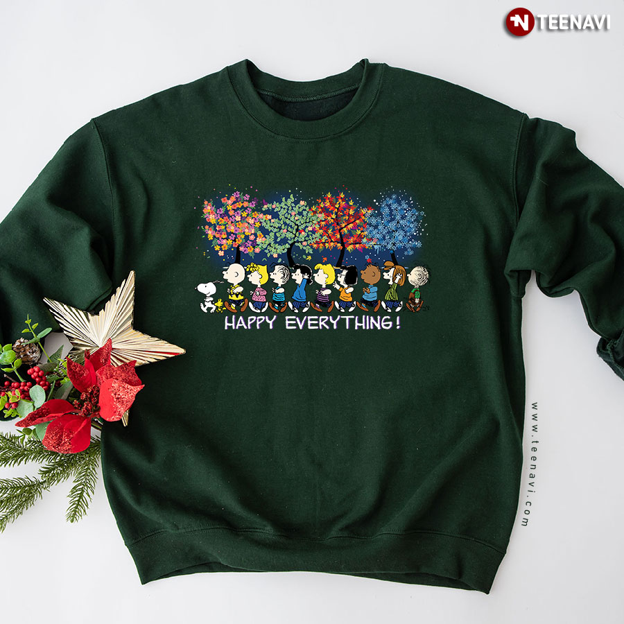 Happy Everything! Peanuts Characters Colorful Trees Sweatshirt