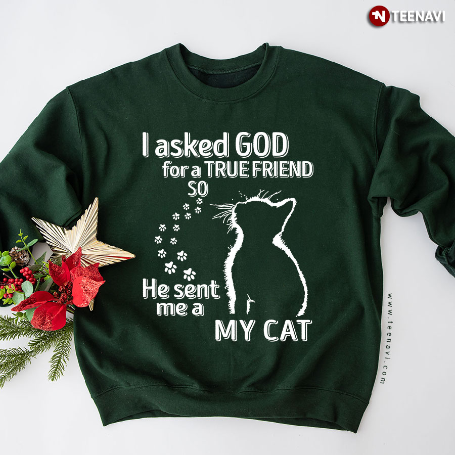 I Asked God For A True Friend So He Sent Me A Cat Sweatshirt
