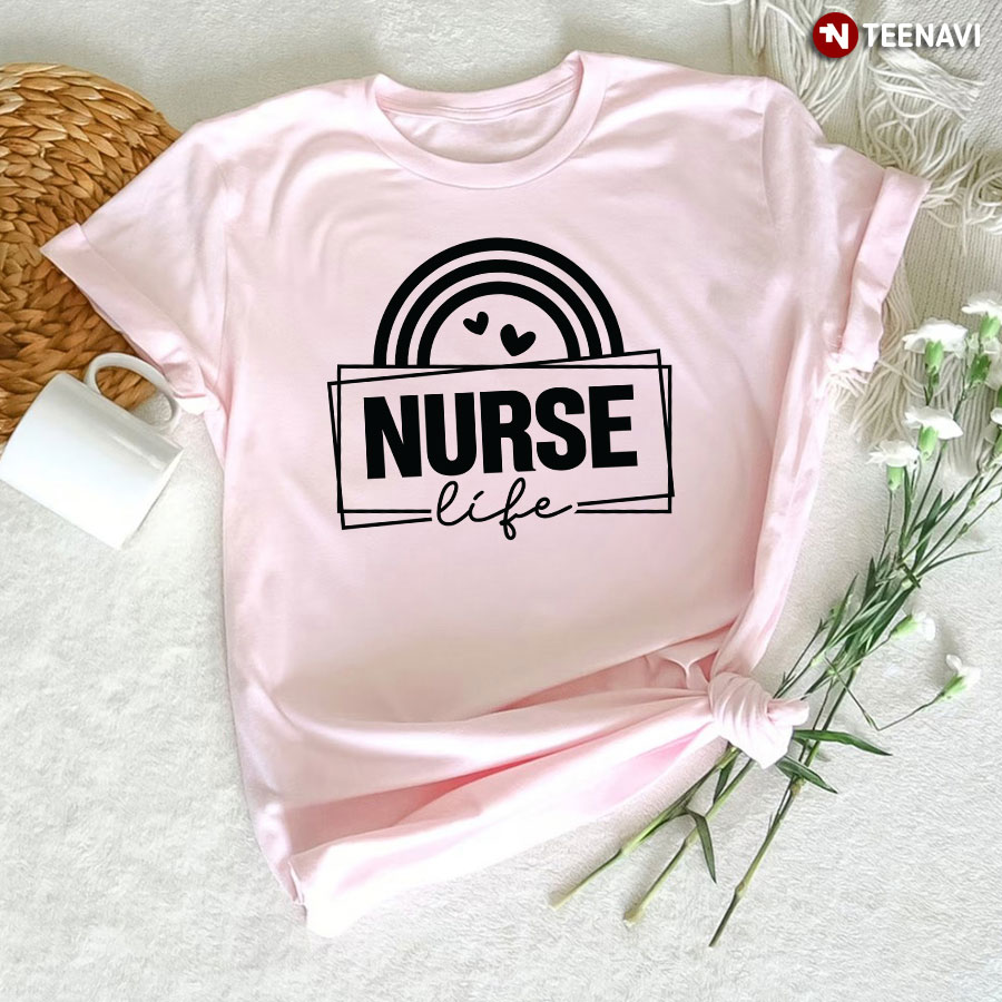 Nurse Life Rainbow Heart T-Shirt
