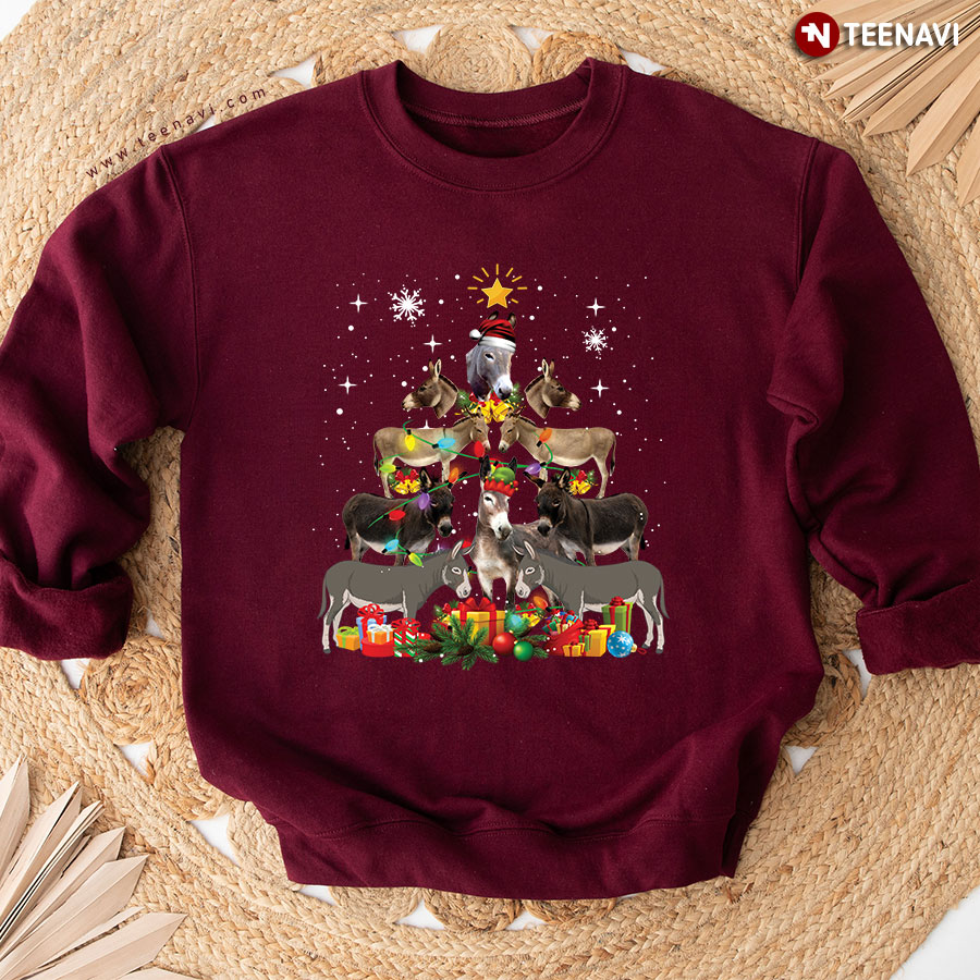 Donkey Christmas Tree X'mas Gift Snowflake Animal Lover Sweatshirt