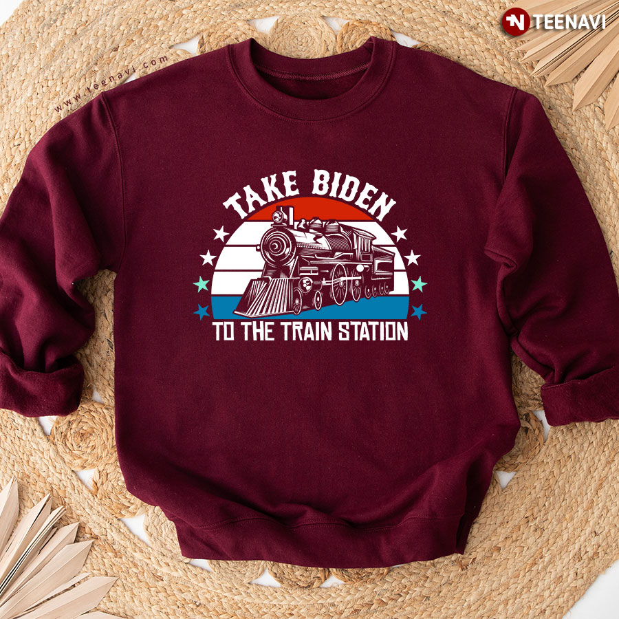 Take Biden To The Train Station Vintage Anti Joe Biden Sweatshirt