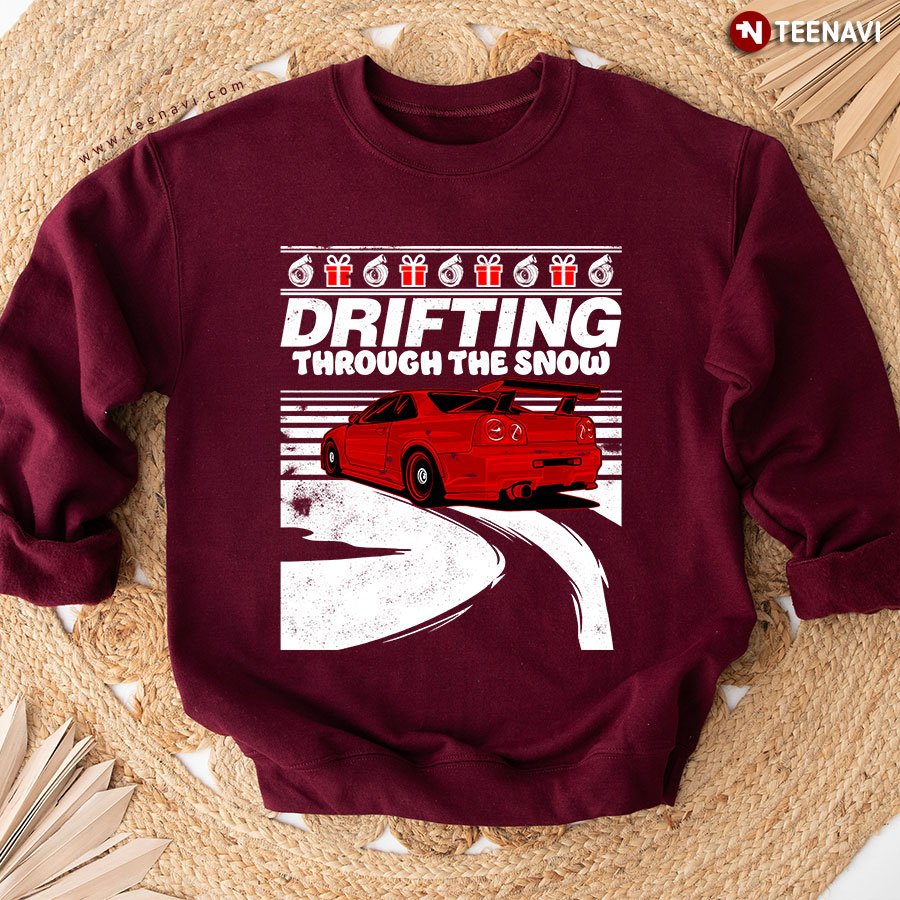 Drifting Through The Snow Car Racing Christmas Sweatshirt