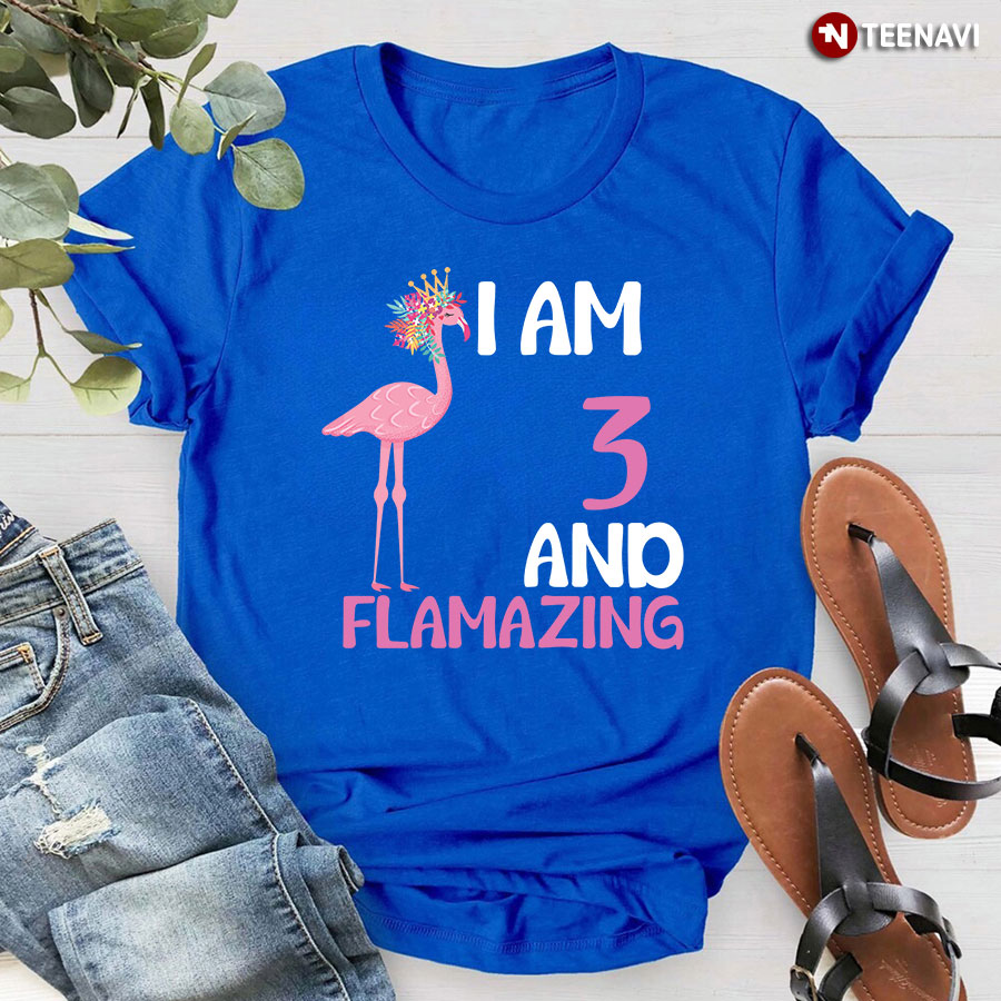 I Am 3 And Flamazing Flamingo Birthday T-Shirt
