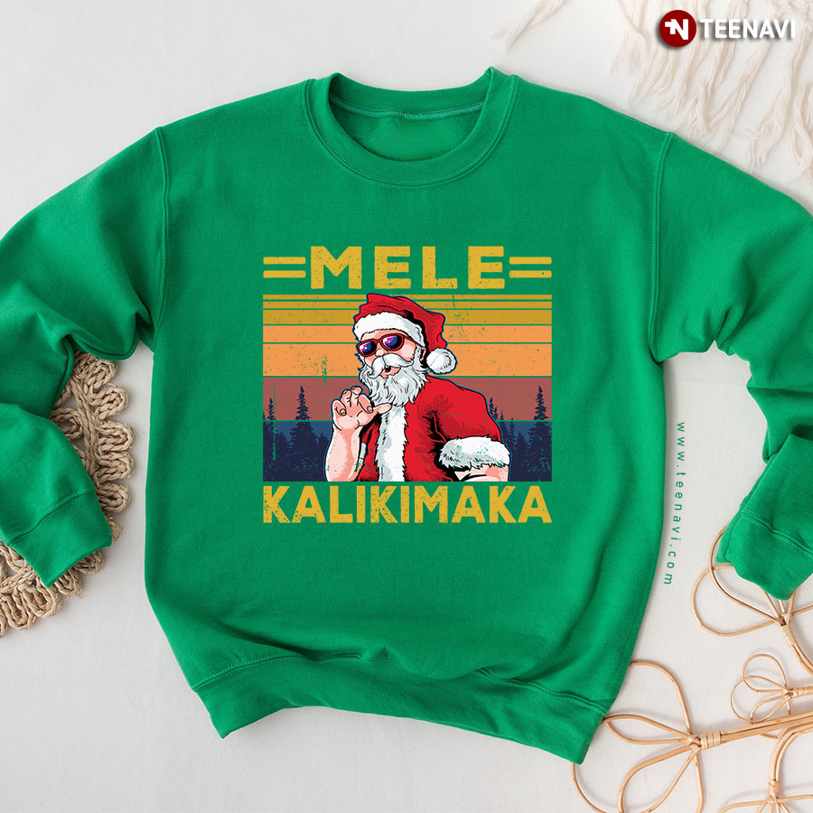 Mele Kalikimaka Merry Christmas Hawaiian X'mas Santa Claus Sweatshirt - Vintage