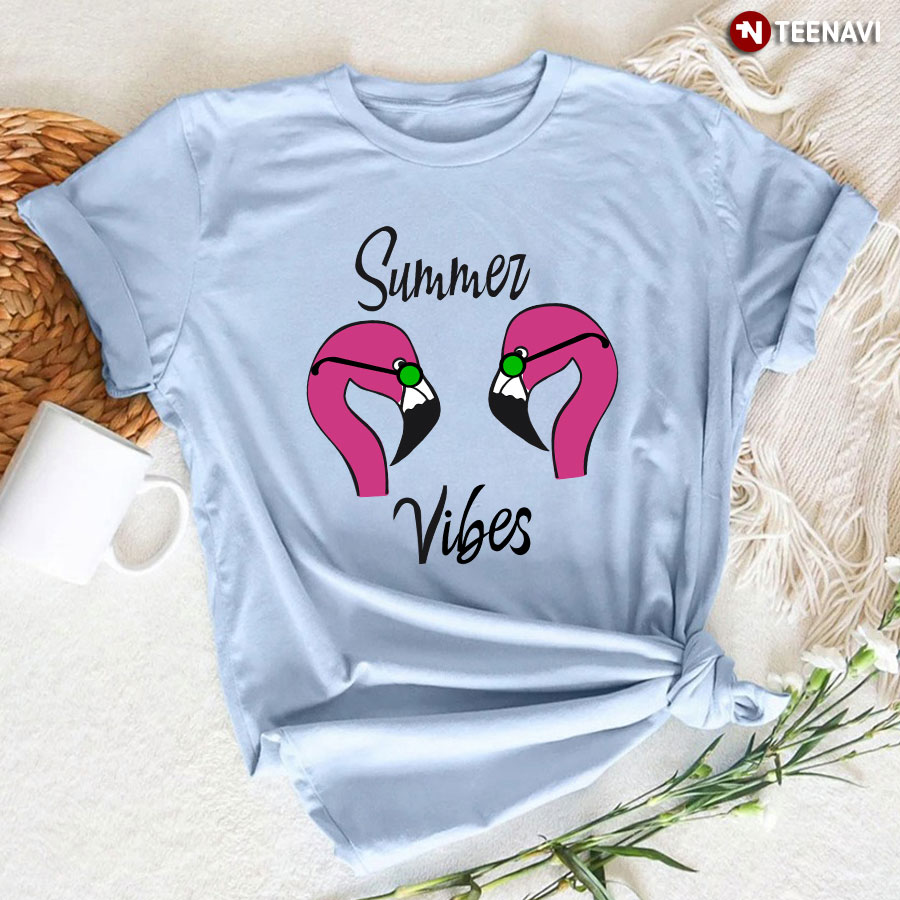 Summer Vibes Flamingo With Glasses T-Shirt