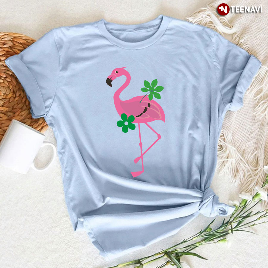 Lovely Flamingo With Flower T-Shirt