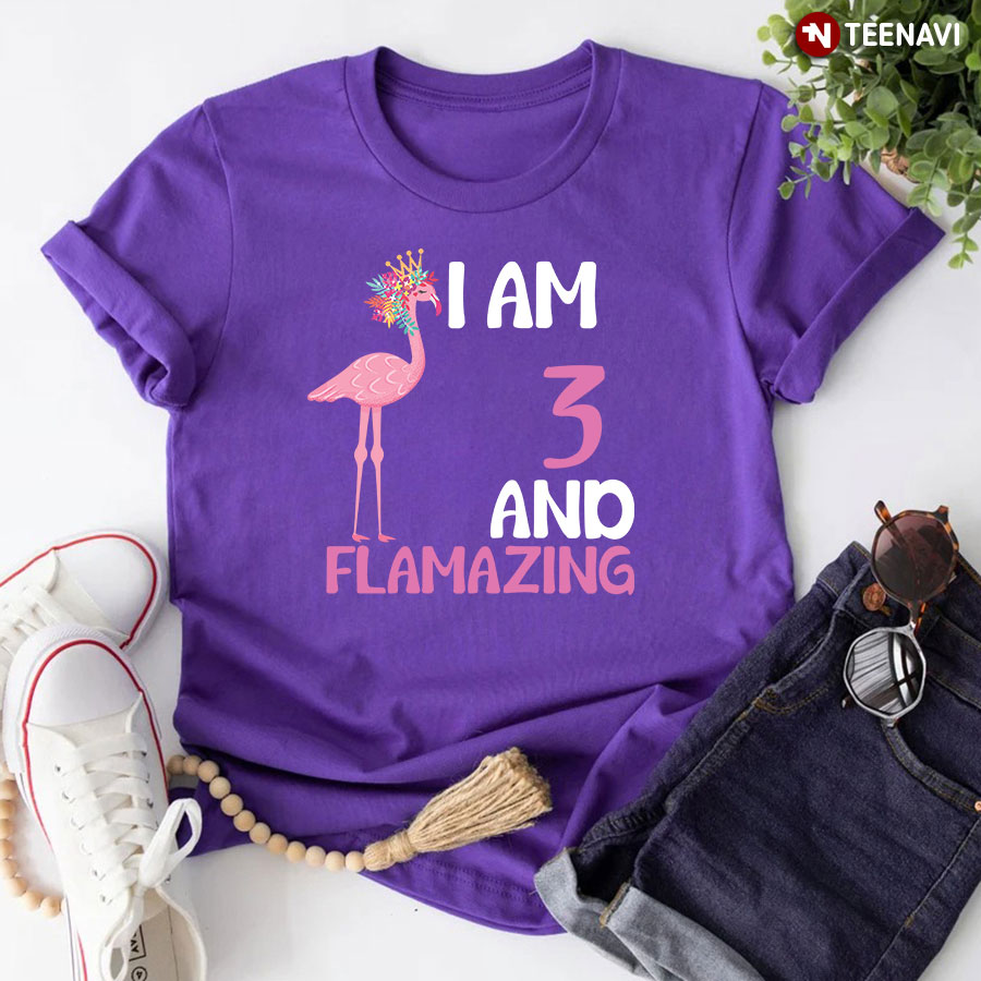 I Am 3 And Flamazing Flamingo Birthday T-Shirt