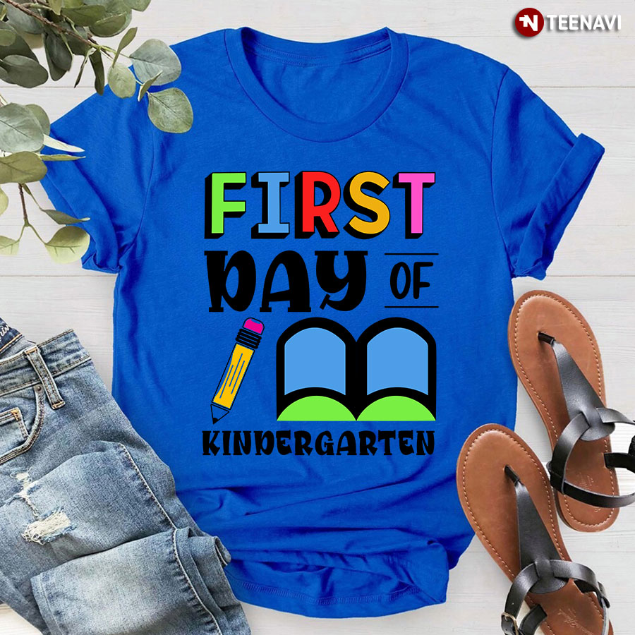 First Day Of Kindergarten Pencil Book Back To School T-Shirt
