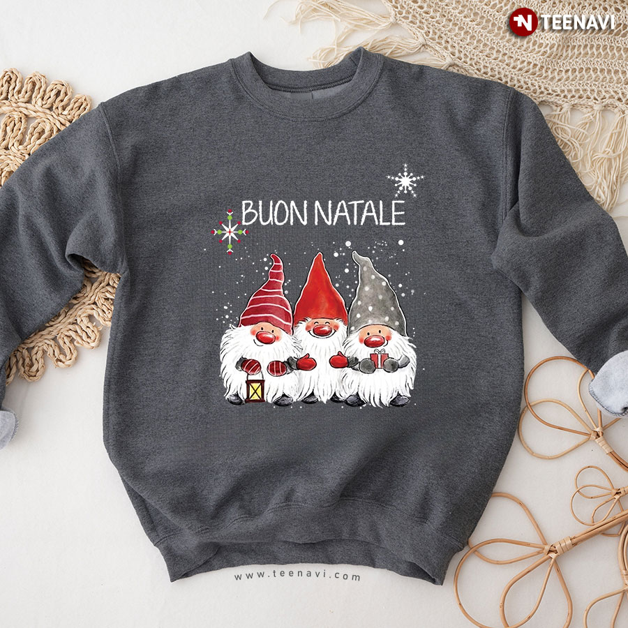Buon Natale Merry Christmas Gnome Italian X'mas Snowflake Sweatshirt