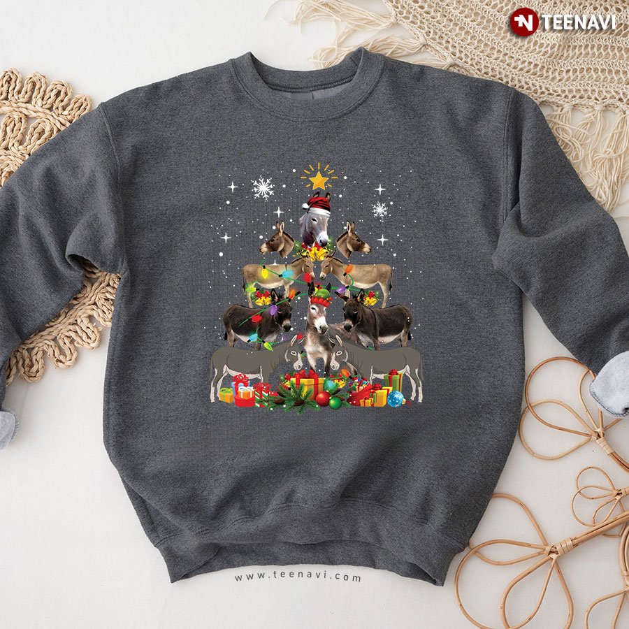 Donkey Christmas Tree X'mas Gift Snowflake Animal Lover Sweatshirt