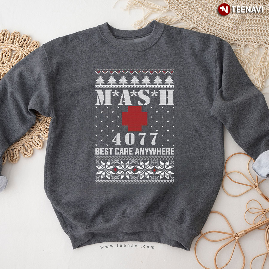 M*A*S*H 4077 Best Care Anywhere Mobile Army Surgical Hospital Ugly Christmas Sweatshirt