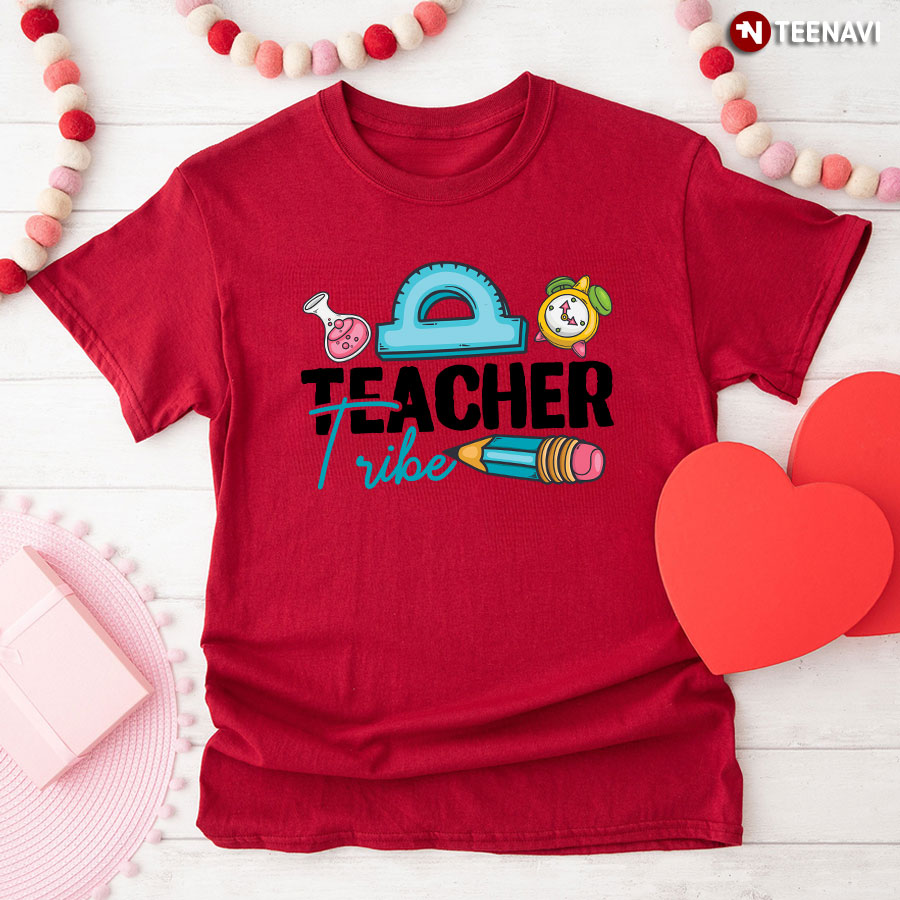 Teacher Tribe Pencil Ruler Clock Flask Back To School T-Shirt