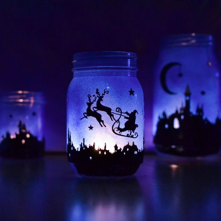 how to decorate a glass lantern for Christmas