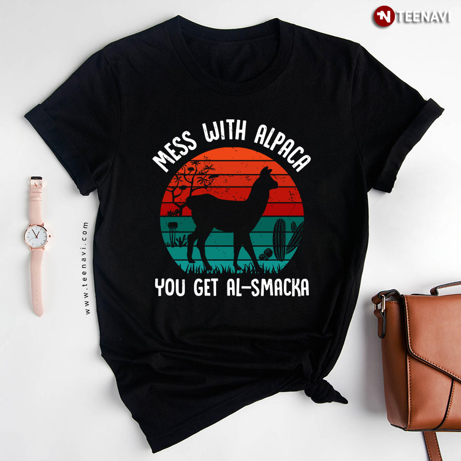 Mess With Alpaca You Get Al-smacka Cactus Animal Lover Vintage T-Shirt