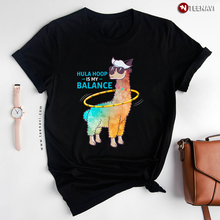 Hula Hoop Is My Balance Funny Alpaca T-Shirt