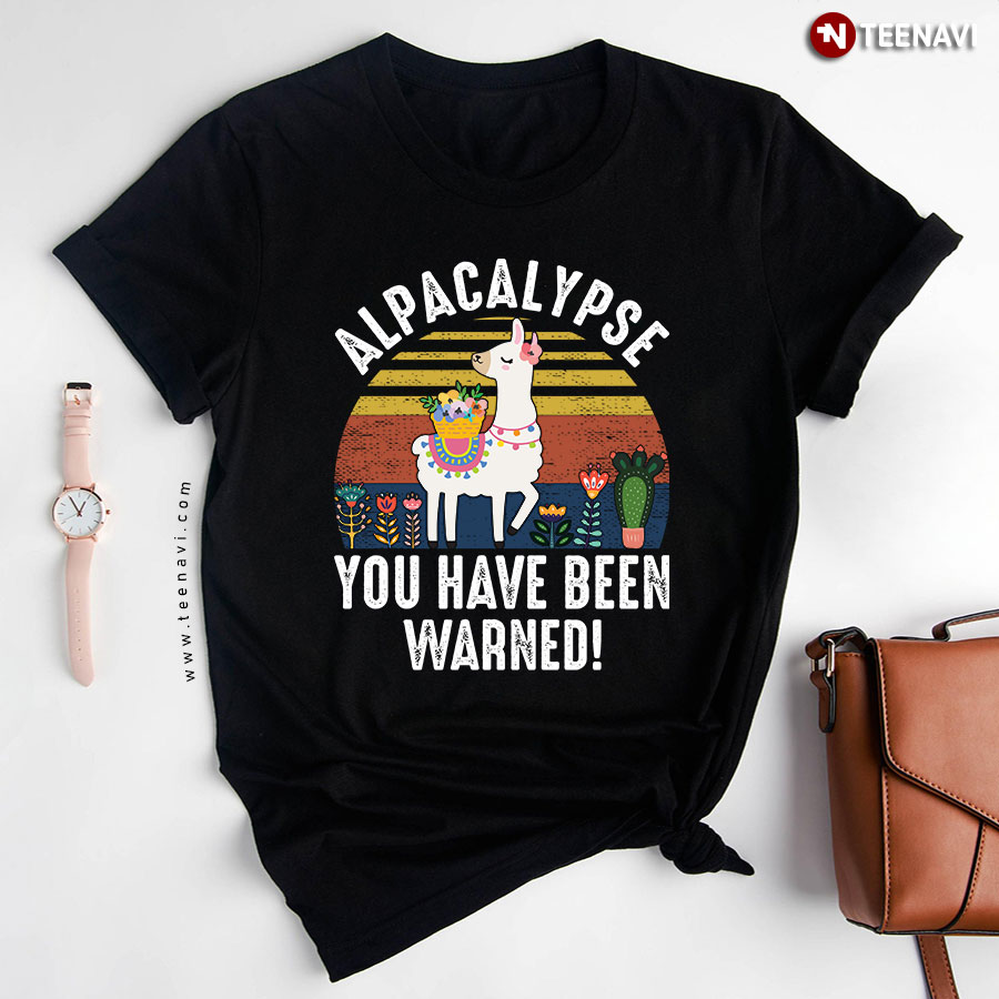 Alpacalypse You Have Been Warned Funny Alpaca Vintage T-Shirt