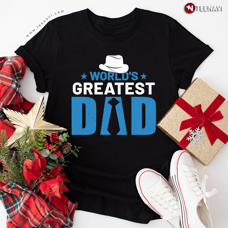 World's Greatest Dad Necktie Cowboy Hat Father's Day T-Shirt