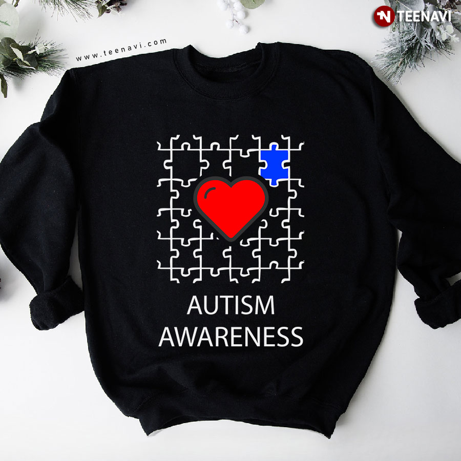 Autism Awareness Autism Puzzle Piece Heart Sweatshirt