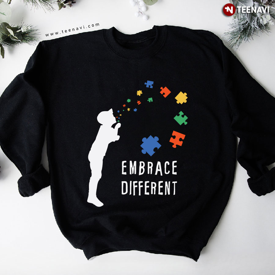 Embrace Different Autism Awareness Puzzle Piece Kid Sweatshirt