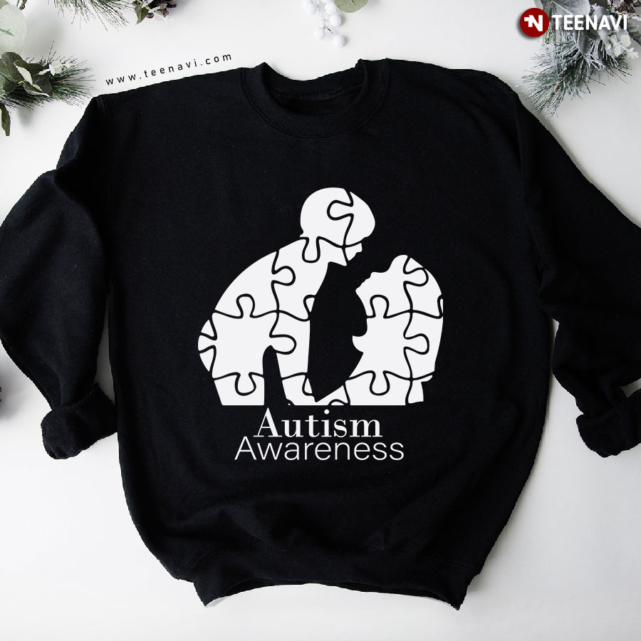 Autism Awareness Mom And Baby Puzzle Piece Sweatshirt