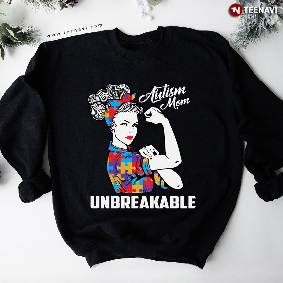 Autism Mom Unbreakable Colorful Puzzle Pieces Mother's Day Sweatshirt
