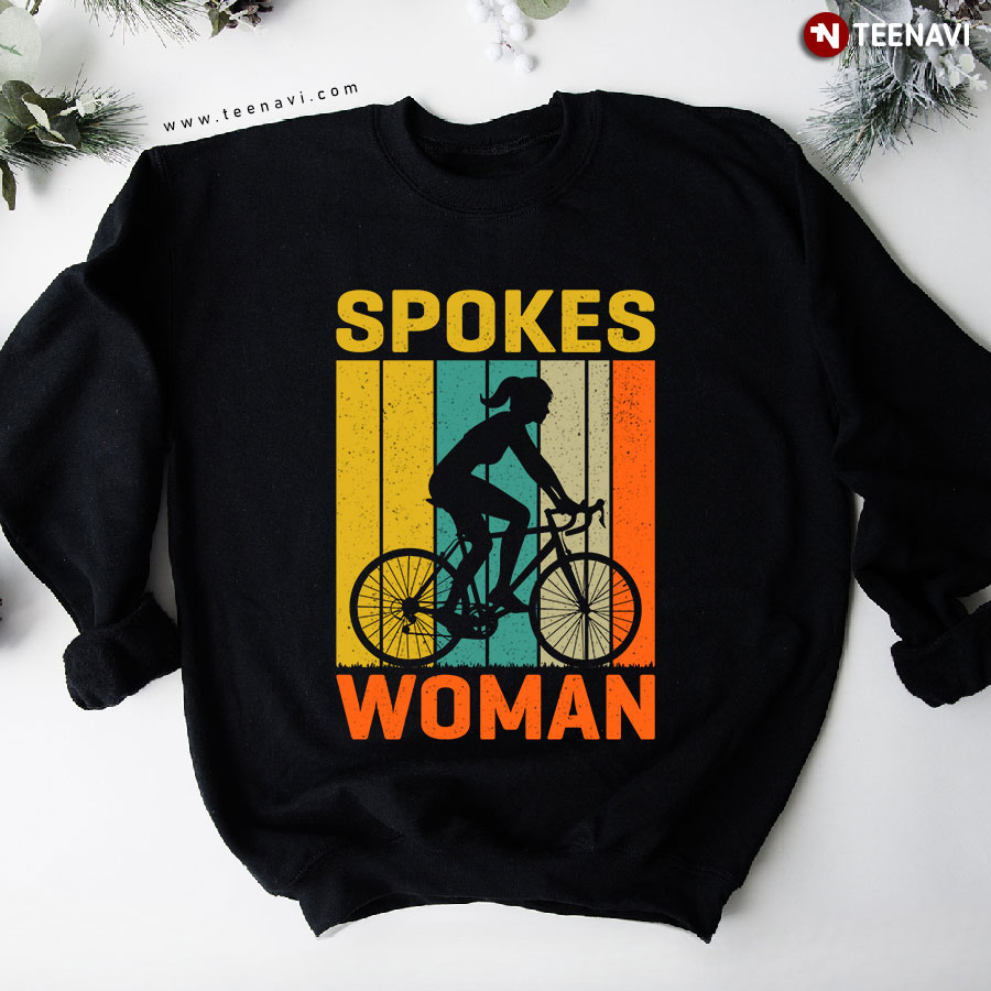 Spokes Woman Riding Bike Cycling Vintage Sweatshirt