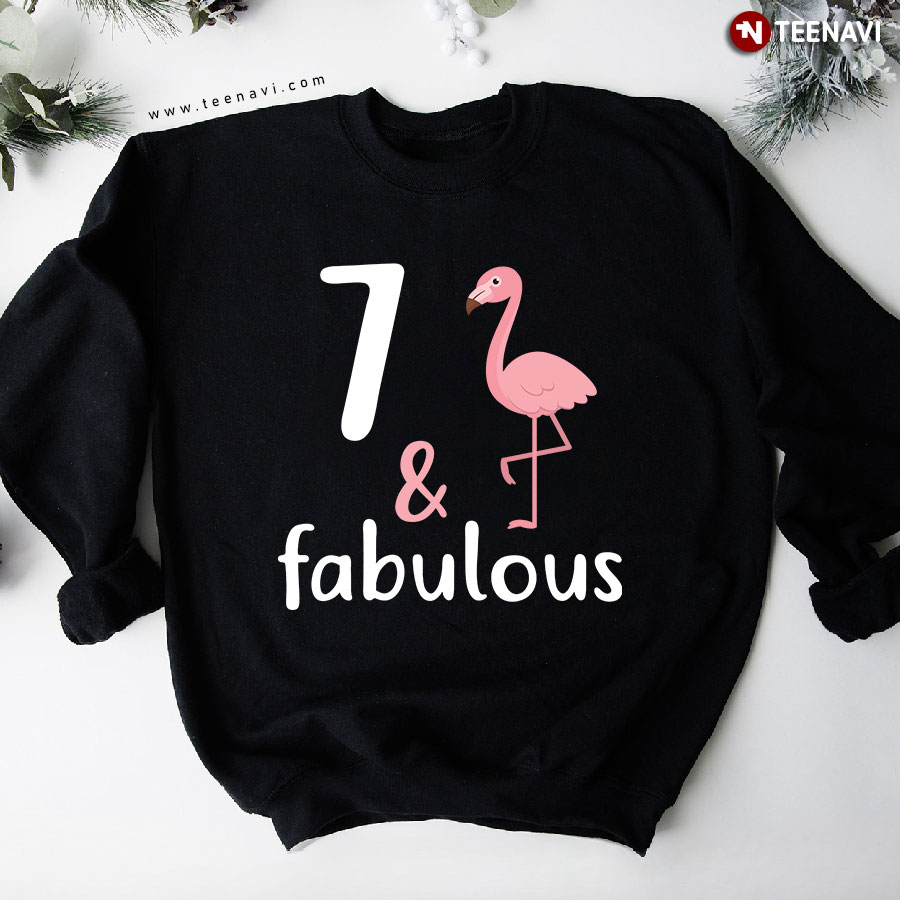 7 & Fabulous Flamingo 7th Birthday Party Sweatshirt