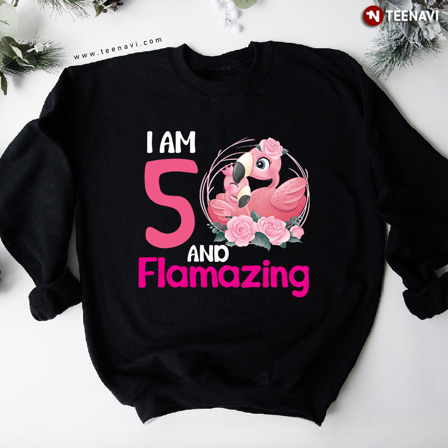 I Am 5 And Flamazing Flamingo 5th Birthday Sweatshirt