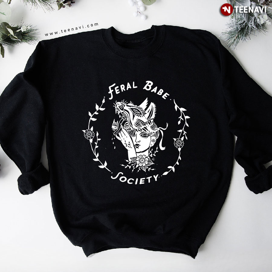 Feral Babe Society Wolf Girl Flower Sweatshirt
