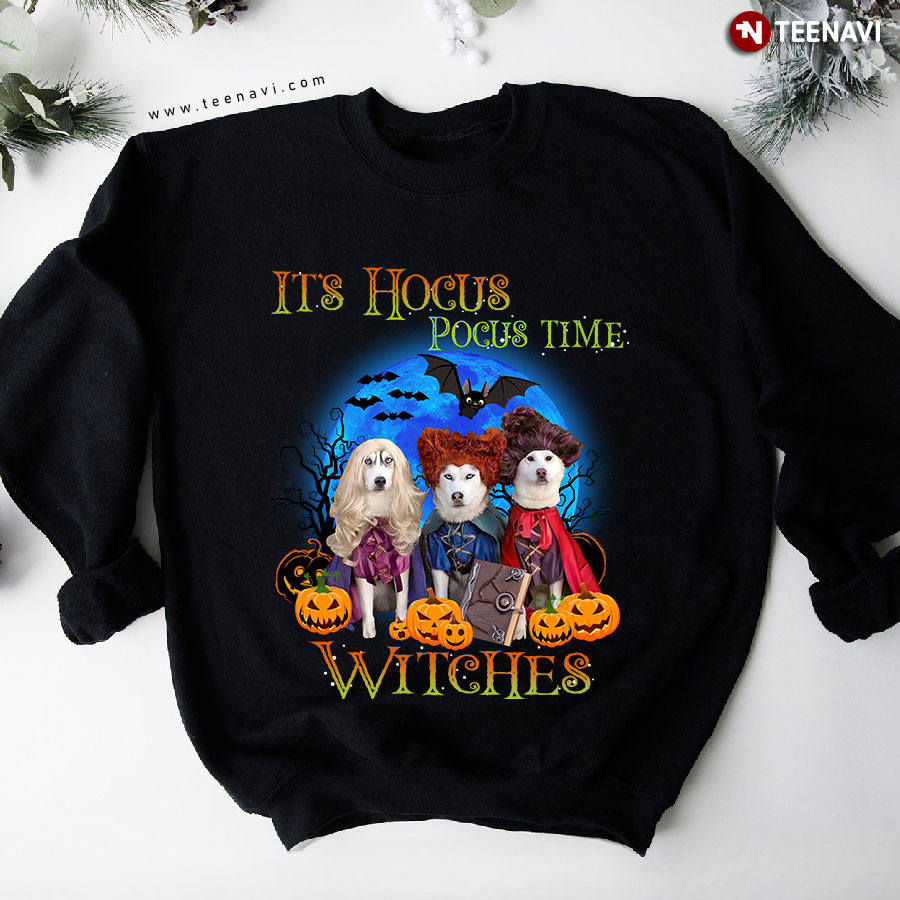 It's Hocus Pocus Time Witches Siberian Husky Halloween Sweatshirt
