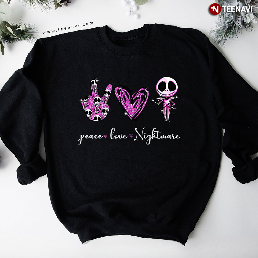Peace Love Nightmare Purple King Jack Skellington The Nightmare Before Christmas Halloween Sweatshirt